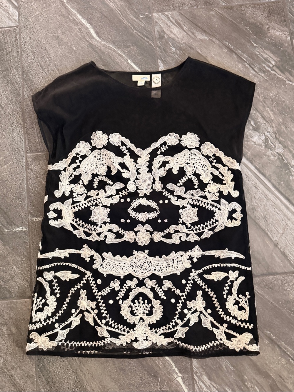 Anthropologie Odille Sheer Black Layering Top